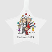Stick Figuur Familie van 5 Acryl Ornament (achterkant)