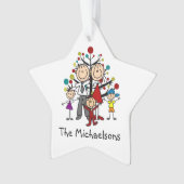 Stick Figuur Familie van 5 Acryl Ornament (voorkant)