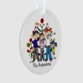Stick Figuur Familie van 5 Acrylversiering Ornament (voorkant)