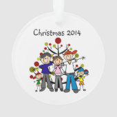 Stick Figuur Familie van 5 Acrylversiering Ornament (achterkant)