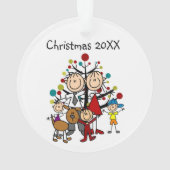 Stick Figuur Familie van 5 Dog Acryl Ornament (achterkant)