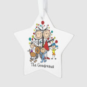 Stick Figuur Familie van 5 Dog Acryl Ornament (voorkant)