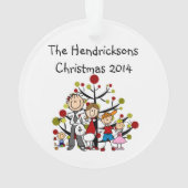 Stick Figuur Familie van 5 met Dog Acrylversiering Ornament (achterkant)