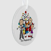 Stick Figuur Familie van 5 Vakantige Acrylversieri Ornament (voorkant)