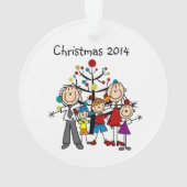 Stick Figuur Familie van 5 Vakantige Acrylversieri Ornament (achterkant)