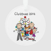 Stick Figuur familie van vijf cat acrylOrnament Ornament (achterkant)