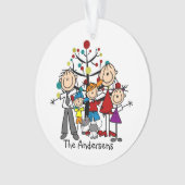 Stick Figuur familie van vijf cat acrylOrnament Ornament (voorkant)