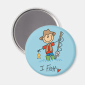 Stick Figuur Fisherman Magneet (Voorkant / Achterkant)