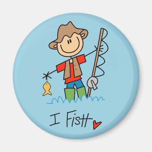Stick Figuur Fisherman Magneet (Voorkant)