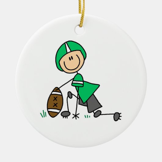 Stick Figuur Football Green Keramisch Ornament (Voorkant)