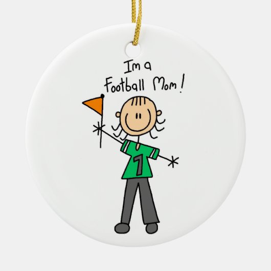 Stick Figuur Football mama Keramisch Ornament (Voorkant)