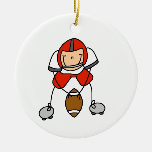 Stick figuur Football rood Keramisch Ornament (Voorkant)