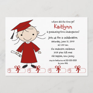 Stick Figuur Girl Afstuderen Invitation Kaart