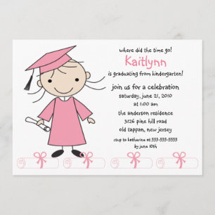 Stick Figuur Girl Afstuderen Invitation Kaart