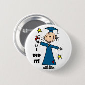 Stick Figuur Girl Afstuderen T-shirts en cadeautje Ronde Button 5,7 Cm (Voorkant /achterkant)