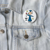 Stick Figuur Girl Afstuderen T-shirts en cadeautje Ronde Button 5,7 Cm (In situ)
