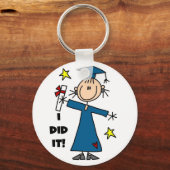 Stick Figuur Girl Afstuderen T-shirts en cadeautje Sleutelhanger (Voorkant)