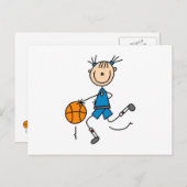 Stick Figuur Girl Basketball Player Tshirts Briefkaart (Voorkant / Achterkant)