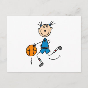 Stick Figuur Girl Basketball Player Tshirts Briefkaart