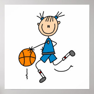 Stick Figuur Girl Basketball Player Tshirts Poster