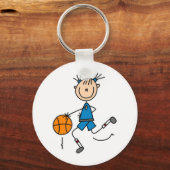 Stick Figuur Girl Basketball Player Tshirts Sleutelhanger (Voorkant)