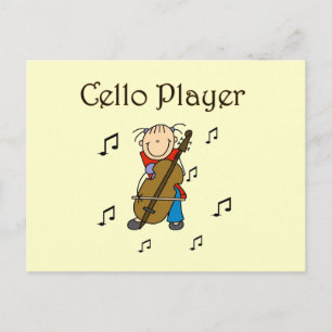 Stick Figuur Girl Cello Player T-shirts en cadeaut Briefkaart