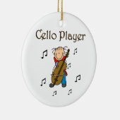 Stick Figuur Girl Cello Player T-shirts en cadeaut Keramisch Ornament (Rechts)
