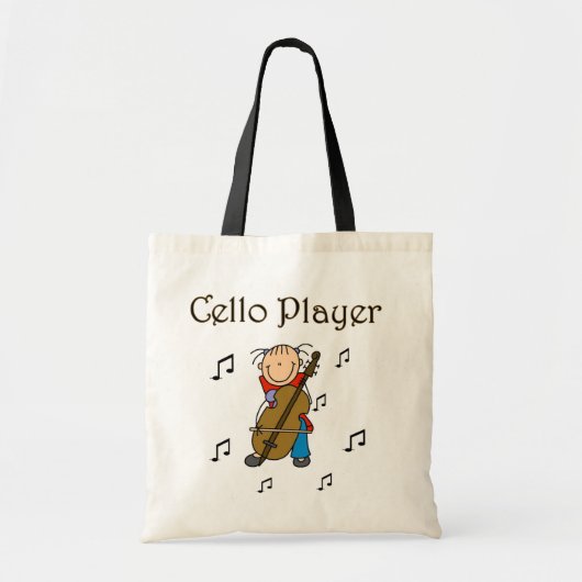 Stick Figuur Girl Cello Player T-shirts en cadeaut Tote Bag (Voorkant)