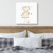 Stick Figuur Girl en Frog Canvas Afdruk (Insitu (Slaapkamer))