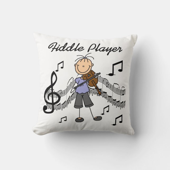 Stick Figuur Girl Fiddle Player Tshirts en cadeaut Kussen (Voorkant)