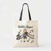 Stick Figuur Girl Fiddle Player Tshirts en cadeaut Tote Bag (Voorkant)