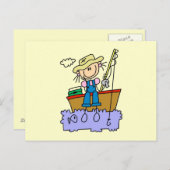 Stick Figuur Girl Gevist Briefkaart (Voorkant / Achterkant)