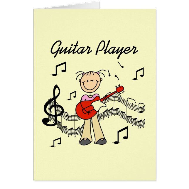 Stick Figuur Girl Guitar Player T-shirts en cadeau (Voorkant)