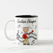 Stick Figuur Girl Guitar Player T-shirts en cadeau Tweekleurige Koffiemok (Links)