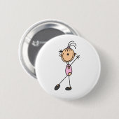 Stick Figuur Girl Gymnast in roze Button (Voorkant /achterkant)