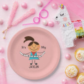 Stick Figuur Girl Het is mijn verjaardag Papieren Bordje (Feest)