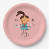 Stick Figuur Girl Het is mijn verjaardag Papieren Bordje (Voorkant)