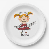 Stick Figuur Girl Het is mijn verjaardag Papieren Bordje (Voorkant)