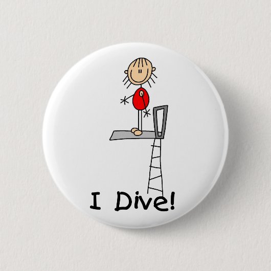 Stick Figuur Girl I Dive Ronde Button 5,7 Cm (Voorkant)