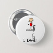 Stick Figuur Girl I Dive Ronde Button 5,7 Cm (Voorkant /achterkant)