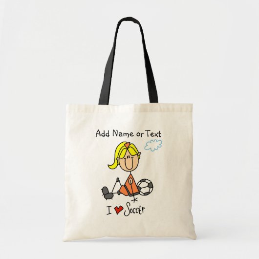 Stick Figuur Girl I Love Soccer Player Bag Tote Bag (Voorkant)