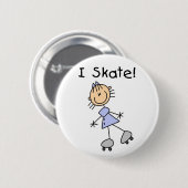 Stick Figuur Girl I Schaats Ronde Button 5,7 Cm (Voorkant /achterkant)