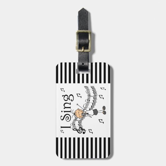 Stick Figuur Girl I Sing T-shirts en cadeautjes Bagagelabel (Voorkant verticaal)
