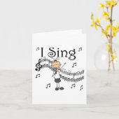 Stick Figuur Girl I Sing T-shirts en cadeautjes Kaart (Gele Bloem)