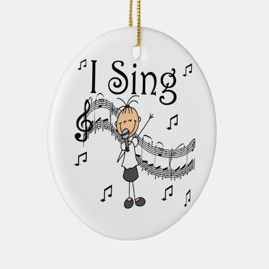 Stick Figuur Girl I Sing T-shirts en cadeautjes Keramisch Ornament (Rechts)