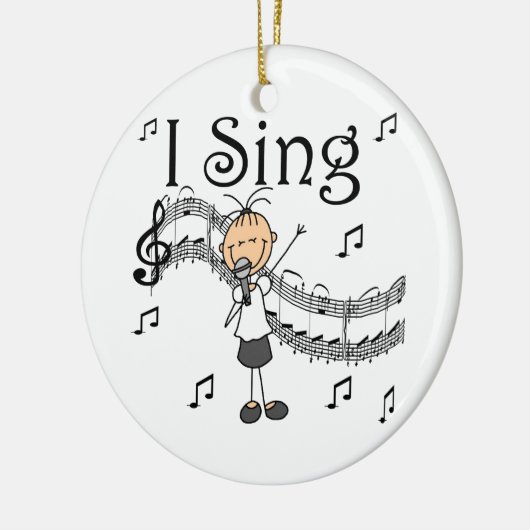Stick Figuur Girl I Sing T-shirts en cadeautjes Keramisch Ornament (Links)