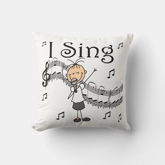 Stick Figuur Girl I Sing T-shirts en cadeautjes Kussen (Voorkant)