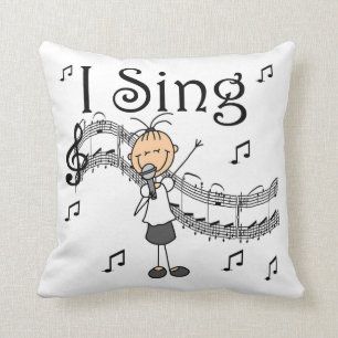 Stick Figuur Girl I Sing T-shirts en cadeautjes Kussen