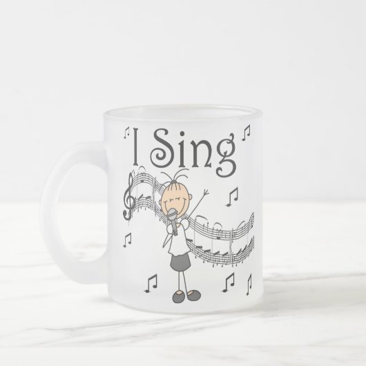 Stick Figuur Girl I Sing T-shirts en cadeautjes Matglas Koffiemok (Links)