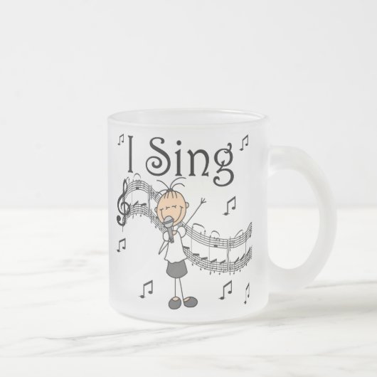 Stick Figuur Girl I Sing T-shirts en cadeautjes Matglas Koffiemok (Rechts)